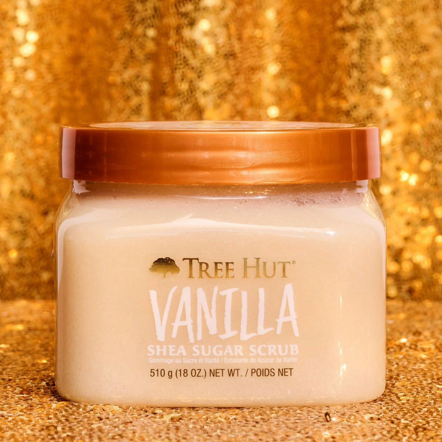 Tree Hut Body Scrub, Shea Sugar Exfoliante Hidratante para una Piel Más Suave y Tersa, Vainilla, 510g