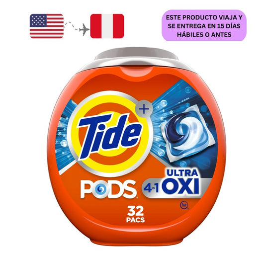 Tide PODS Detergente Líquido para Ropa, Ultra Oxi, 32 Unidades