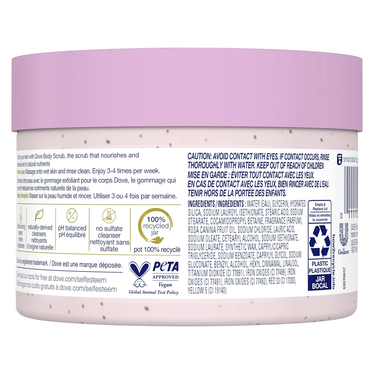 Dove Exfoliante Corporal Hidratante para Mujer para una Piel Visiblemente Sedosa y Nutrida, Himalayan Salt y Aceite de Rosa,