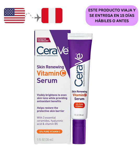 CeraVe Skin Renewing Vitamin C Skin Face Serum, Antioxidante Iluminador de la Piel Serum para Pieles Apagada