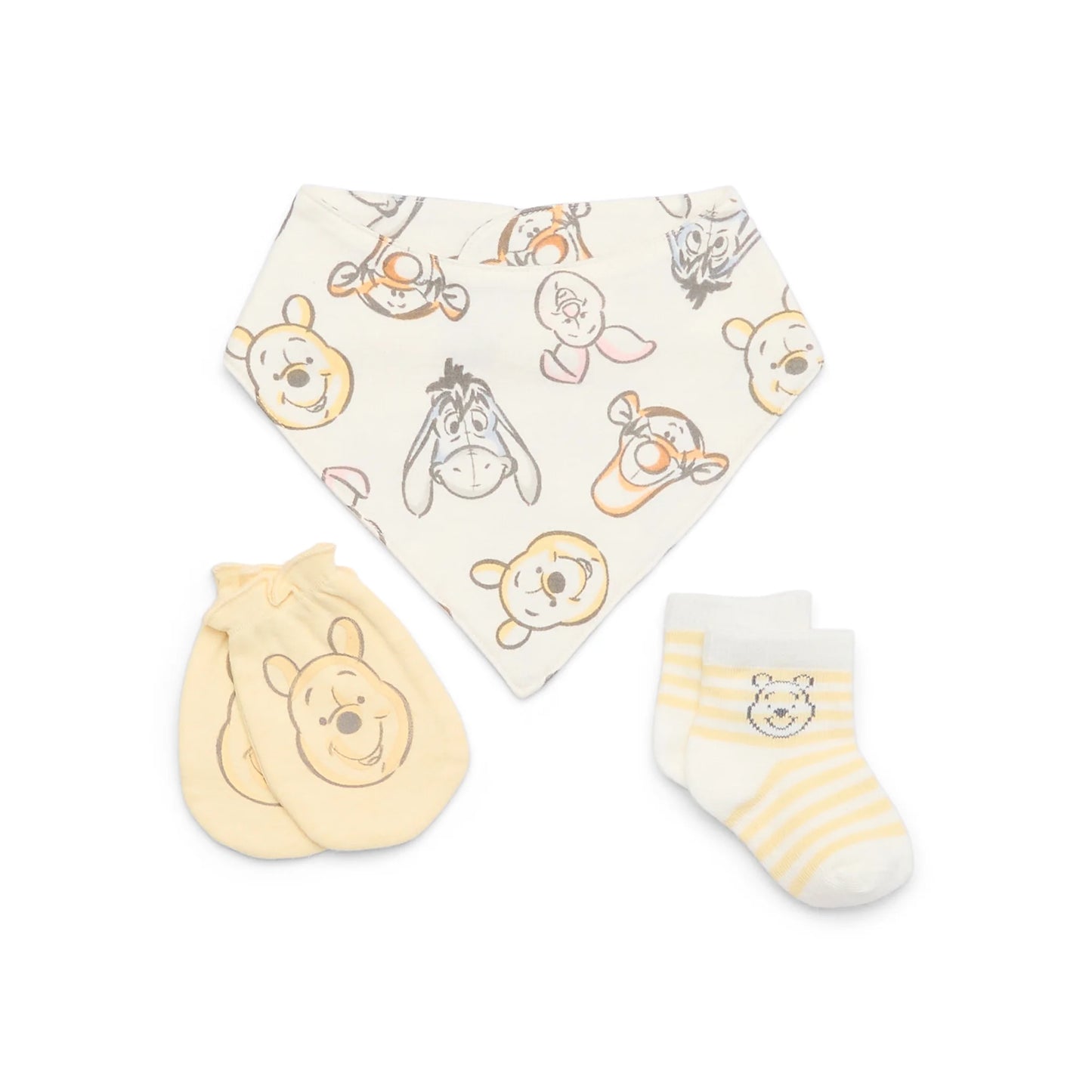 Disney Baby Desea + Sueña, Juego de Babero, Calcetines y Manoplas con Accesorios para Bebé, Paquete de 3, Tallas Recién Nacido- 0-6 meses