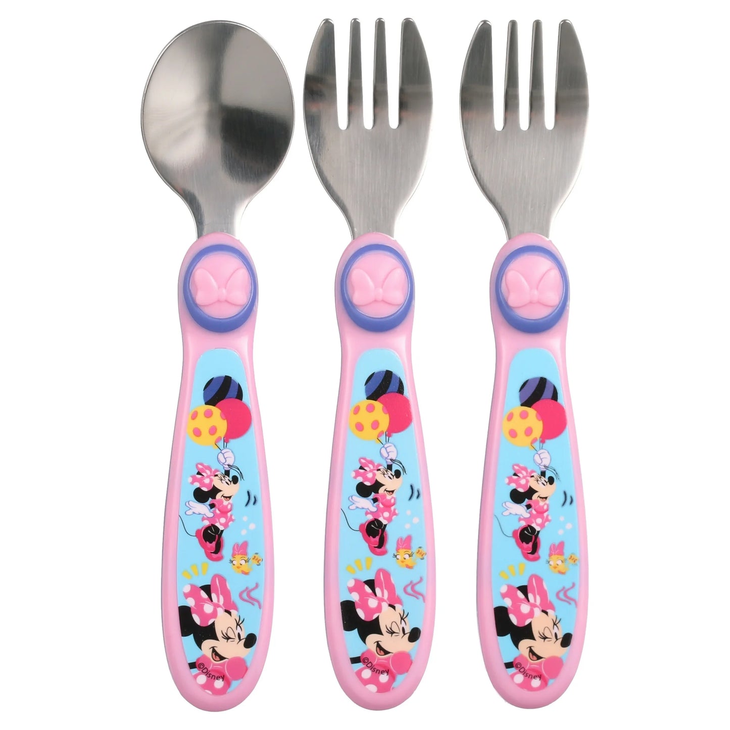 The First Years Juego de Utensilios de Cocina Minnie Mouse de Acero Inoxidable 3 Pzas