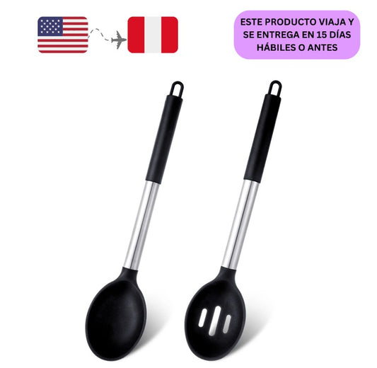 HEQUSIGNS 2 Uds Cuchara de Cocina de Silicona, Cucharas de Servir Grandes, Cuchara de Cocina Antiadherente de Alta Temperatura de Grado Alimenticio para Drenaje de Horneado de Cocina