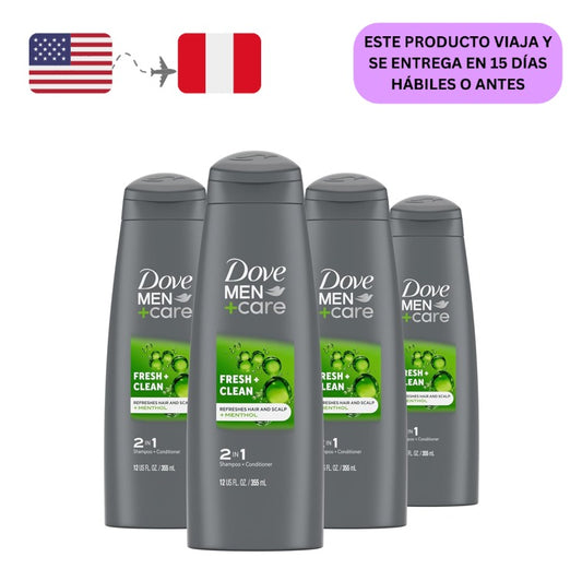 Champú y acondicionador fortificantes 2 en 1 DOVE MEN + CARE / 355ml / 4 FRASCOS