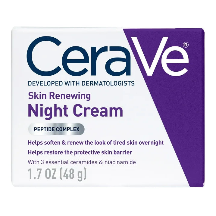 CeraVe Skin Skin Renovadora Cara Night Cream con Complejo Péptido y Ácido Hialurónico