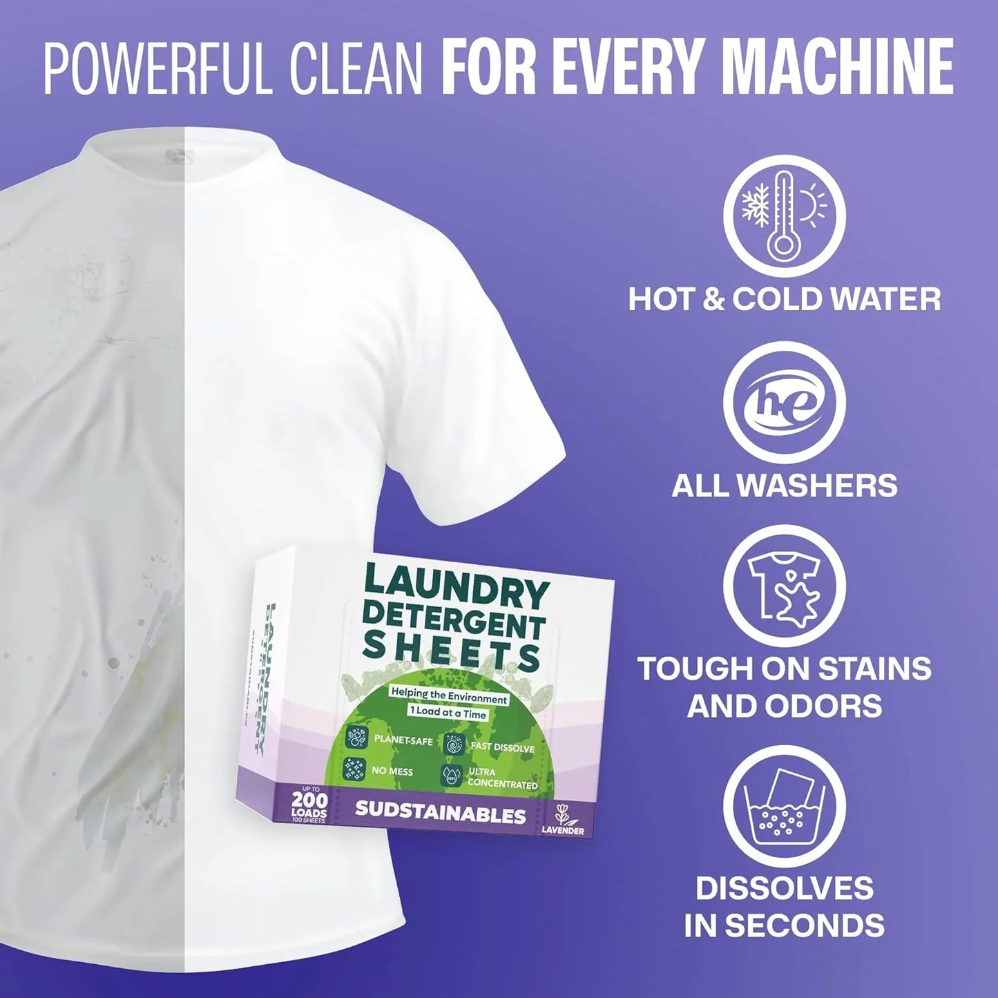 Laundry detergent Sheets Sudstainables 100 unidades