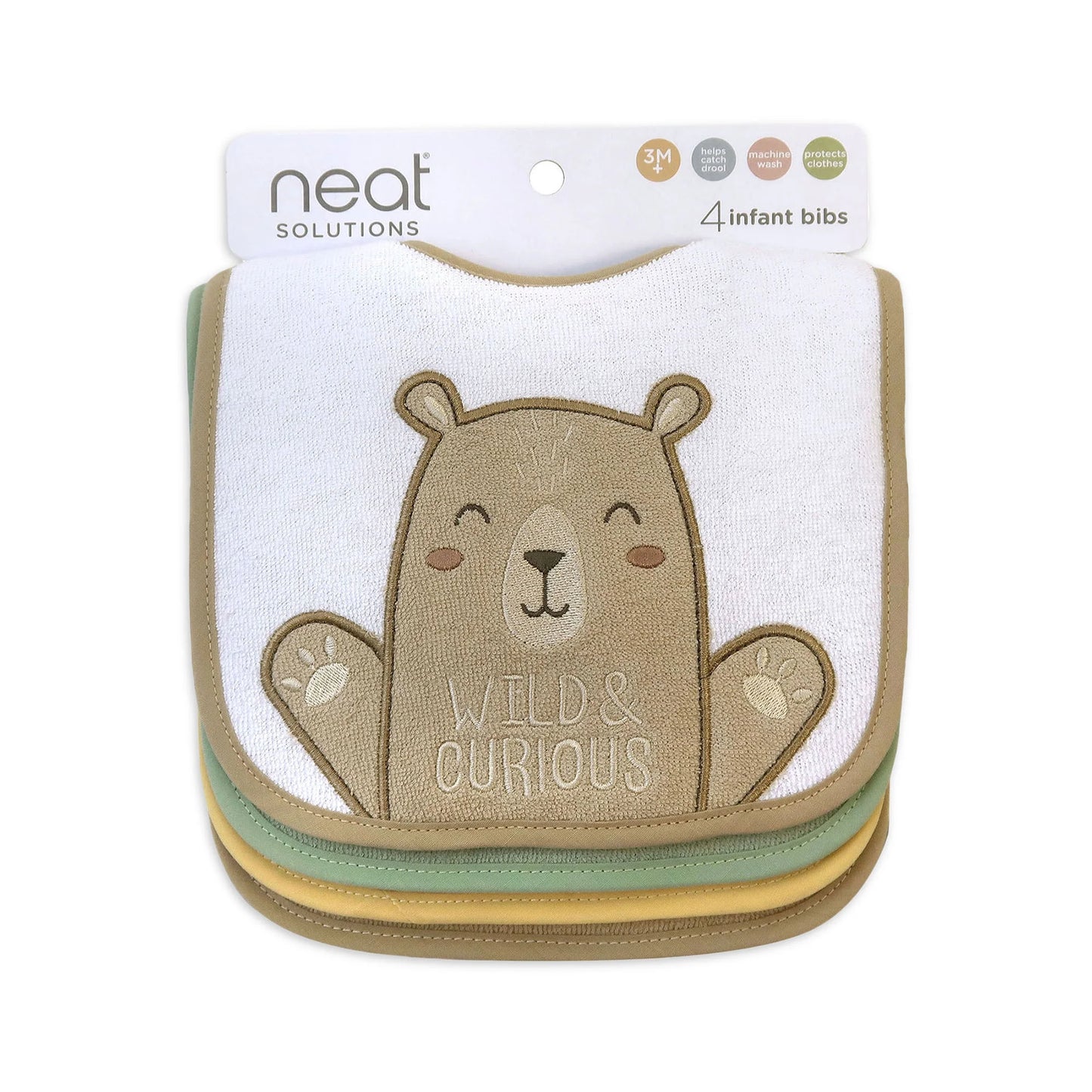 Neat Solutions Neutral Paquete de 4 Baberos de Oso