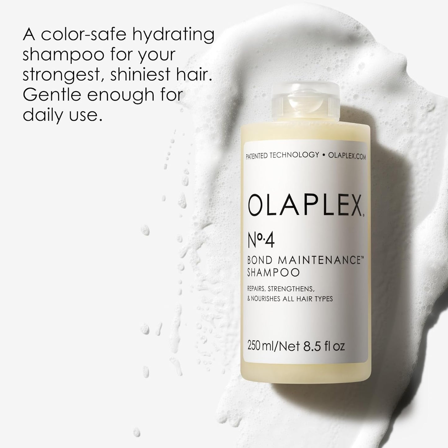 Champú Olaplex No. 4 Bond Maintenance, repara, fortalece y nutre todo tipo de cabello, aporta brillo y deja el cabello suave, 250ml