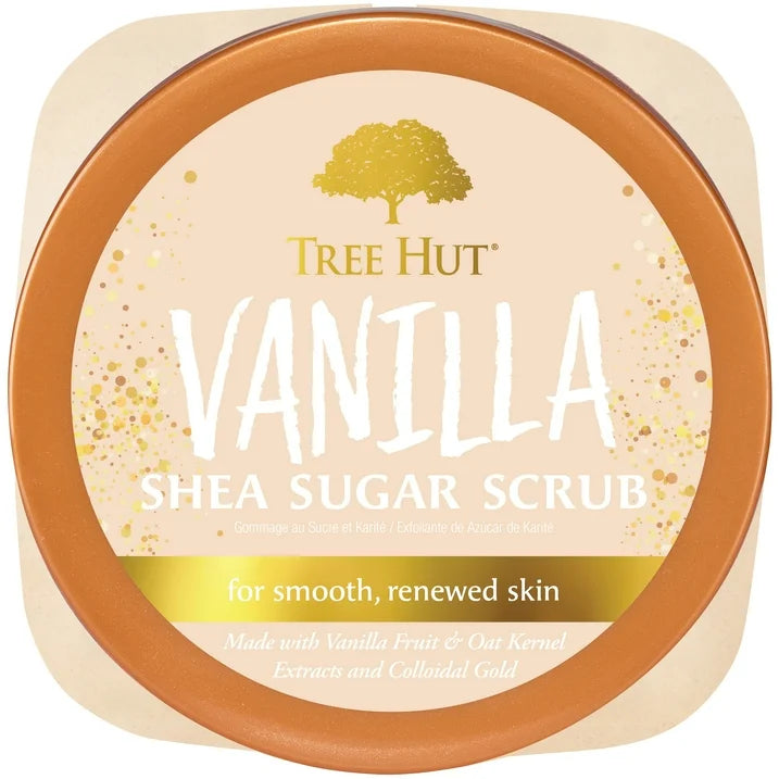 Tree Hut Body Scrub, Shea Sugar Exfoliante Hidratante para una Piel Más Suave y Tersa, Vainilla, 510g