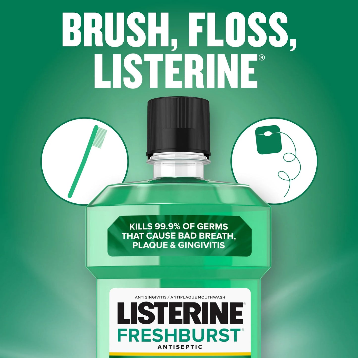 Listerine Freshburst Enjuague Bucal/enjuague Bucal Antiséptico Mint, 1,5 L