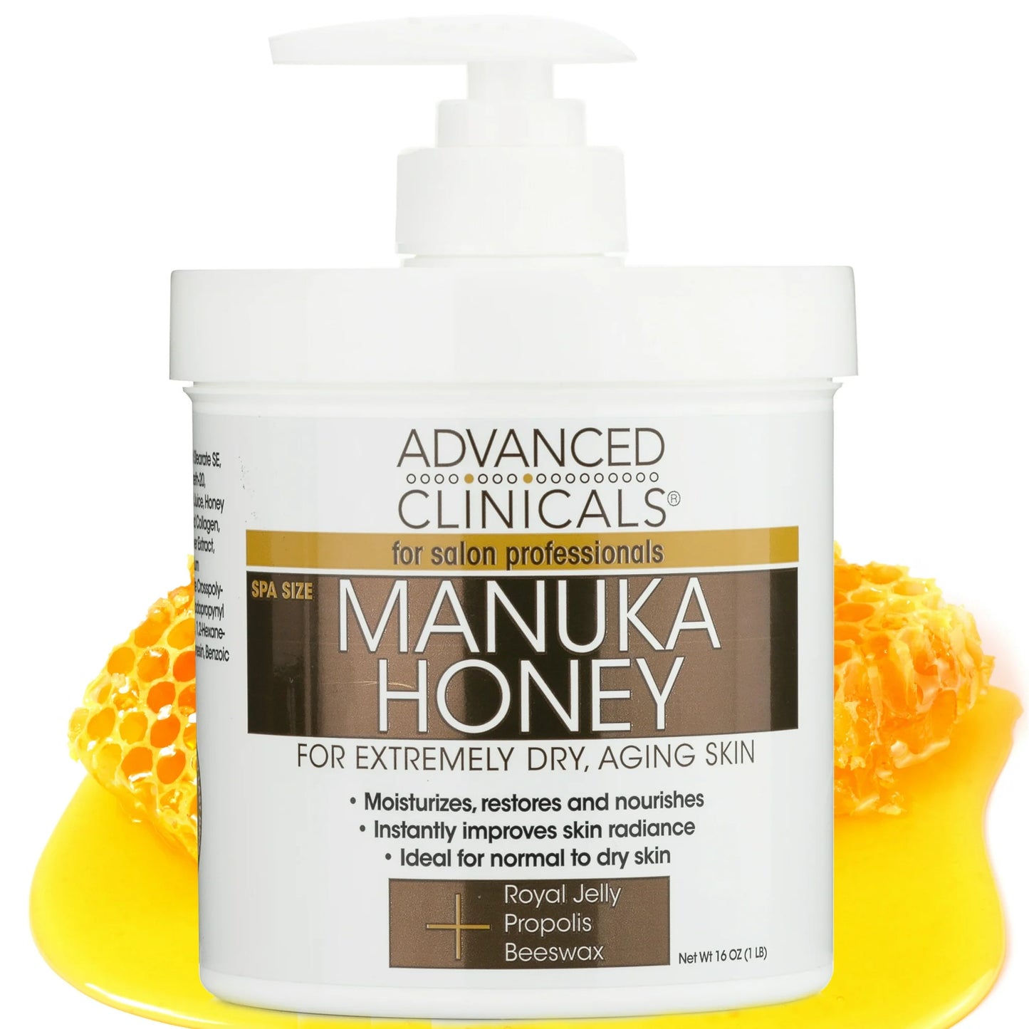 Advanced Clinicals Antienvejecimiento Cuerpo con Miel de Manuka Cream para Piel Seca, 454 gr.