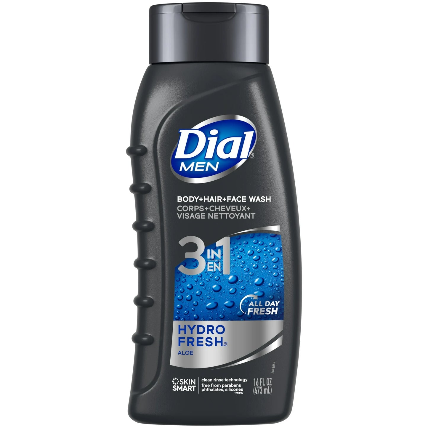 Dial Men Gel Limpiador para Rostro, Cabello y Cuerpo 3 en 1 Hydro Fresh 473ml