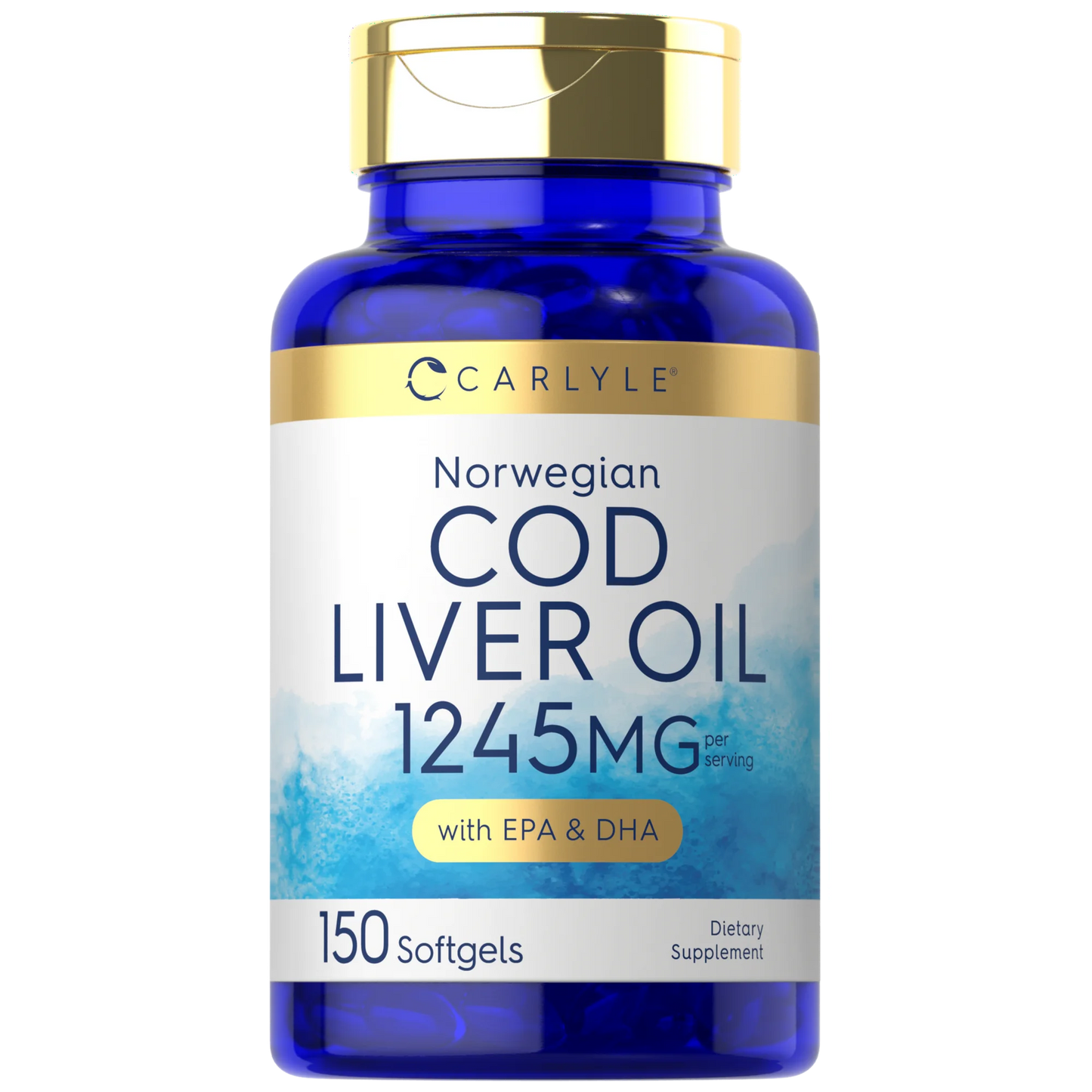 Aceite de Hígado de Bacalao Noruego COD Liver Oil  con EPA & DHA 1245mg 150 Cápsulas de Gel Carlyle