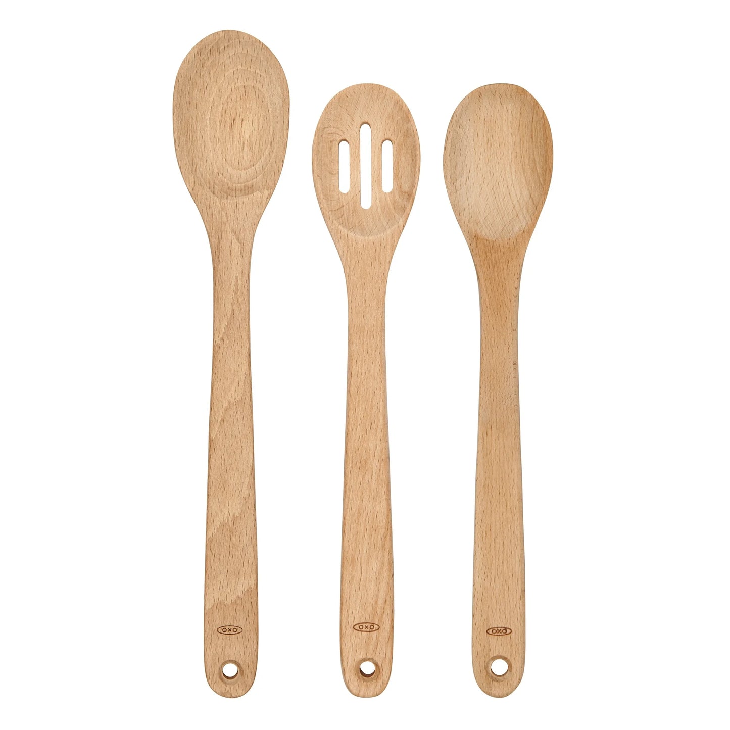 OXO Softeorks Juego de Cucharas de Madera de 3 Piezas, Madera