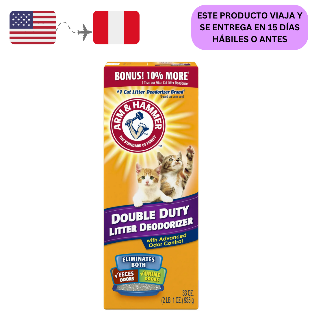 Desodorizante para arena para gatos ARM & HAMMER de doble acción y eliminador de olores , caja de 935gr.