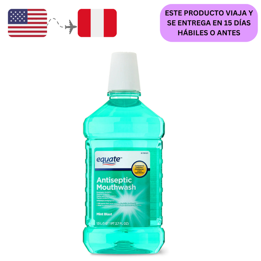 Equate Enjuague Bucal Antiséptico Explosión de Menta, 1,5 Litros, 50,7 fl oz