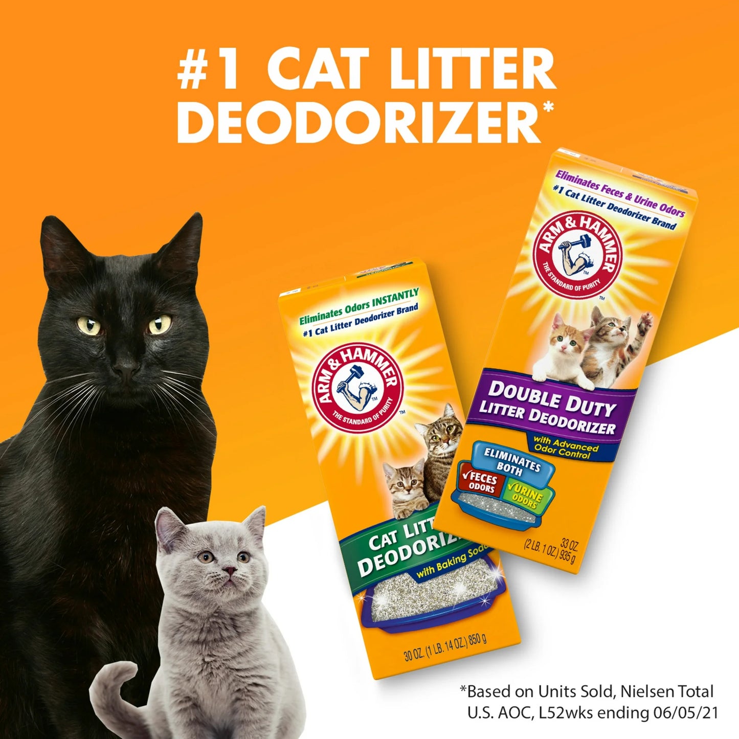 Desodorizante para arena para gatos ARM & HAMMER de doble acción y eliminador de olores , caja de 935gr.