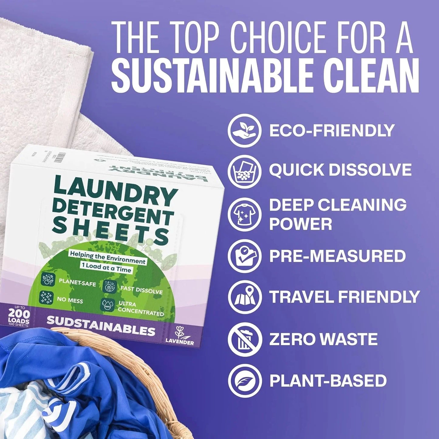 Laundry detergent Sheets Sudstainables 100 unidades