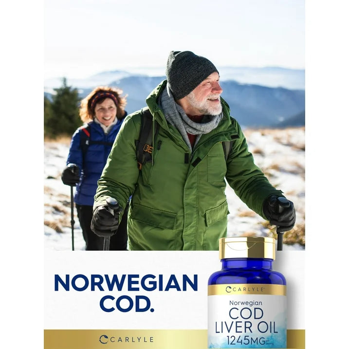 Aceite de Hígado de Bacalao Noruego COD Liver Oil  con EPA & DHA 1245mg 150 Cápsulas de Gel Carlyle