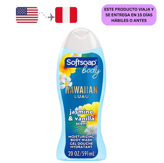 Softsoap Hidratante Cuerpo Lavar Luau Hawaiano, Jazmín y Aroma de Vainilla, Botella de