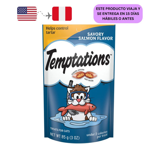 TEMPTATIONS Classic Cat Treats Sabor Salmón, 3 oz. Bolsa