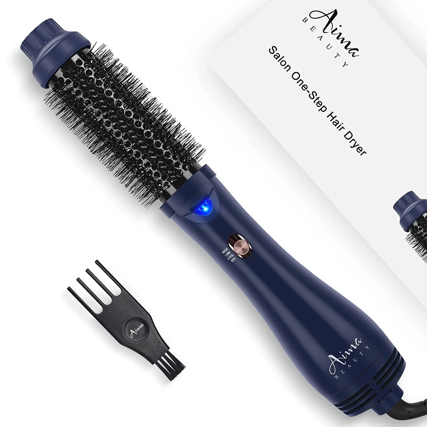 Aima Beauty Cepillo Secador de Pelo, Cepillo de Aire Caliente con Función de Actualización 4 en 1 para Mujeres, Cepillo Secador, Azul de Prusia