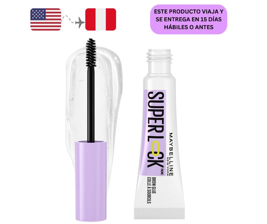 Gel para cejas Maybelline Super Lock Brow Glue, gel ligero para cejas que dura hasta 24 horas, transparente, 1 unidad